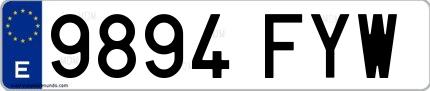 Ejemplo de matrícula española 9894 FYW