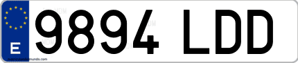Ejemplo de matrícula de coche ordinaria 9894 LDD