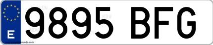 Ejemplo de matrícula española 9895 BFG