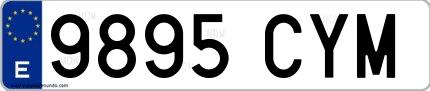 Ejemplo de matrícula española 9895 CYM