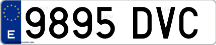 Ejemplo de matrícula de coche ordinaria 9895 DVC