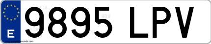 Ejemplo de matrícula española 9895 LPV