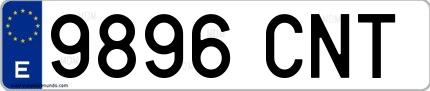Ejemplo de matrícula española 9896 CNT