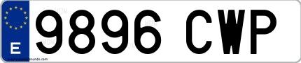Ejemplo de matrícula española 9896 CWP