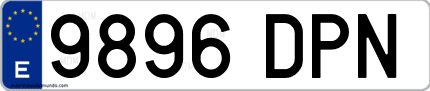 Ejemplo de matrícula de coche ordinaria 9896 DPN