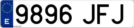 Ejemplo de matrícula española 9896 JFJ