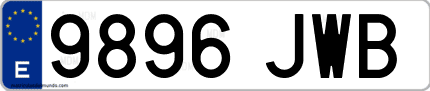 Ejemplo de matrícula de coche ordinaria 9896 JWB