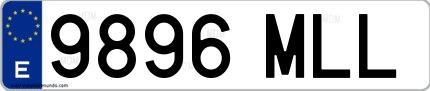 Ejemplo de matrícula española 9896 MLL