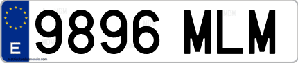 Ejemplo de matrícula de coche ordinaria 9896 MLM