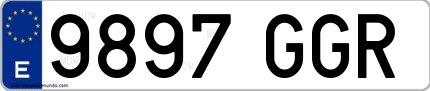 Ejemplo de matrícula española 9897 GGR