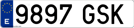 Ejemplo de matrícula de coche ordinaria 9897 GSK