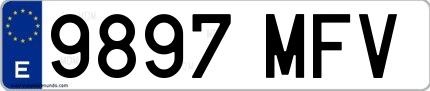 Ejemplo de matrícula española 9897 MFV