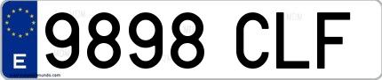 Ejemplo de matrícula española 9898 CLF