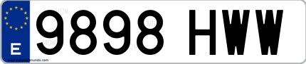 Ejemplo de matrícula española 9898 HWW