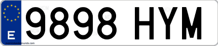 Ejemplo de matrícula de coche ordinaria 9898 HYM