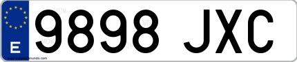 Ejemplo de matrícula española 9898 JXC
