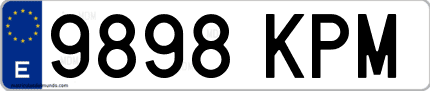 Ejemplo de matrícula de coche ordinaria 9898 KPM