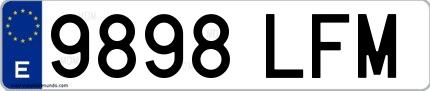 Ejemplo de matrícula española 9898 LFM