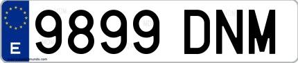 Ejemplo de matrícula española 9899 DNM