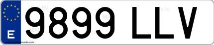 Ejemplo de matrícula española 9899 LLV