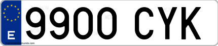 Ejemplo de matrícula de coche ordinaria 9900 CYK