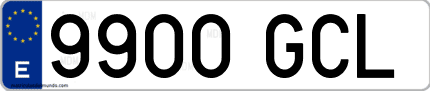 Ejemplo de matrícula de coche ordinaria 9900 GCL