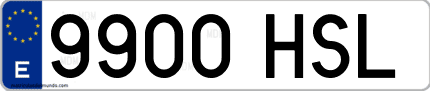 Ejemplo de matrícula de coche ordinaria 9900 HSL