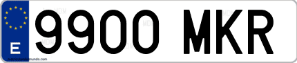 Ejemplo de matrícula de coche ordinaria 9900 MKR