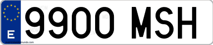Ejemplo de matrícula de coche ordinaria 9900 MSH