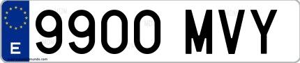 Ejemplo de matrícula española 9900 MVY
