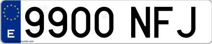 Ejemplo de matrícula española 9900 NFJ
