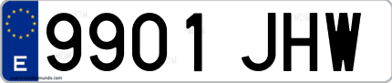 Ejemplo de matrícula de coche ordinaria 9901 JHW