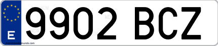 Ejemplo de matrícula de coche ordinaria 9902 BCZ