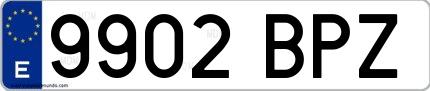 Ejemplo de matrícula española 9902 BPZ