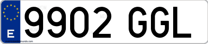 Ejemplo de matrícula de coche ordinaria 9902 GGL