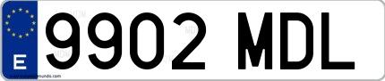 Ejemplo de matrícula española 9902 MDL