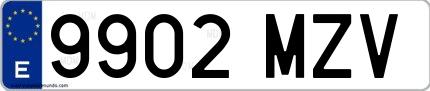 Ejemplo de matrícula española 9902 MZV