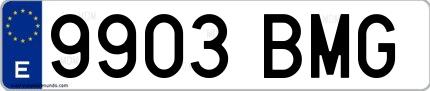 Ejemplo de matrícula española 9903 BMG