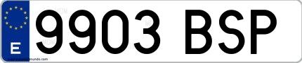 Ejemplo de matrícula española 9903 BSP