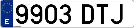Ejemplo de matrícula española 9903 DTJ