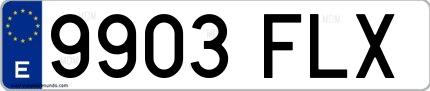Ejemplo de matrícula española 9903 FLX