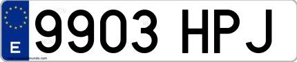 Ejemplo de matrícula española 9903 HPJ