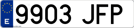 Ejemplo de matrícula de coche ordinaria 9903 JFP