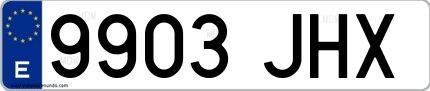 Ejemplo de matrícula española 9903 JHX
