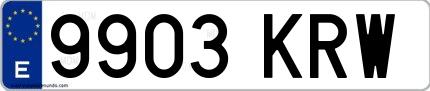 Ejemplo de matrícula española 9903 KRW