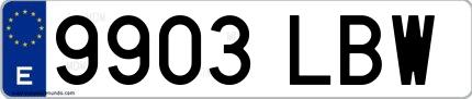 Ejemplo de matrícula española 9903 LBW