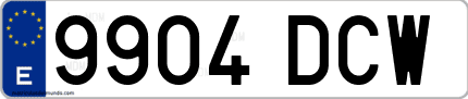 Ejemplo de matrícula de coche ordinaria 9904 DCW