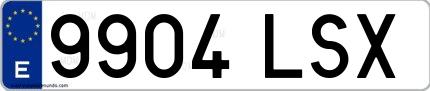 Ejemplo de matrícula española 9904 LSX