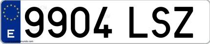 Ejemplo de matrícula española 9904 LSZ