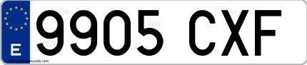 Ejemplo de matrícula española 9905 CXF